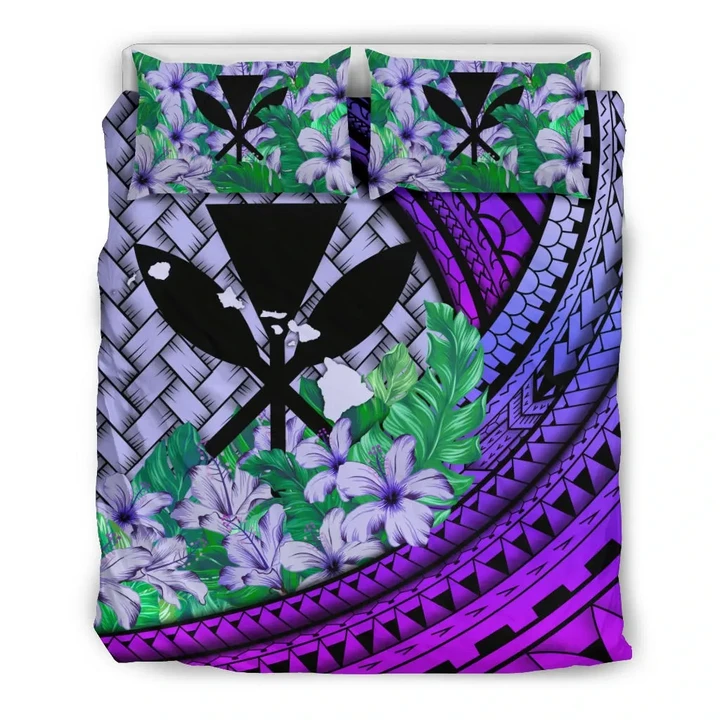 Kanaka Maoli (Hawaiian) - Bedding Set Lauhala Polynesian Hibiscus Purple A24