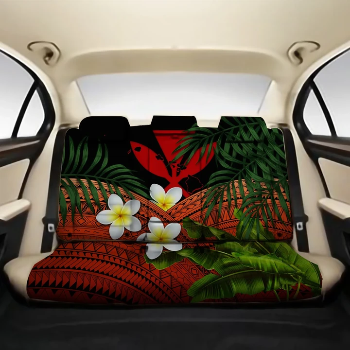 Kanaka Maoli (Hawaiian) Back Car Seat Covers - Polynesian Plumeria Banana Leaves Red A02