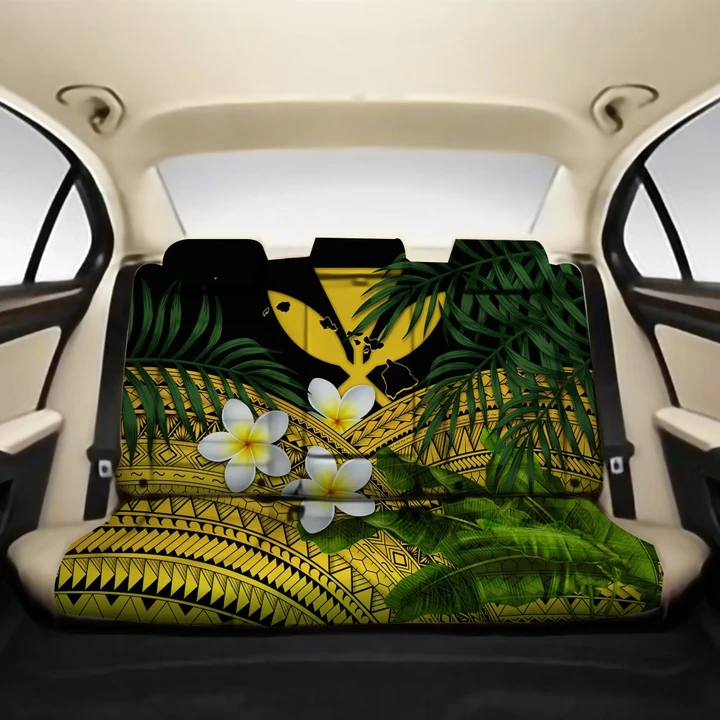 Kanaka Maoli (Hawaiian) Back Car Seat Covers - Polynesian Plumeria Banana Leaves Yellow A02