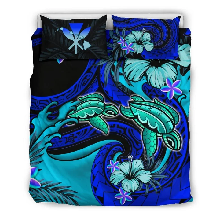 Kanaka Maoli (Hawaiian) Bedding Set Wave Polynesian Turtle Hibiscus | Love The World