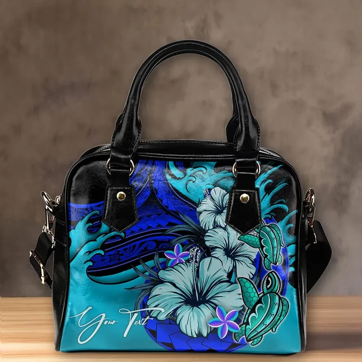 (Custom) Shoulder Handbag Wave Polynesian Turtle Hibiscus A24