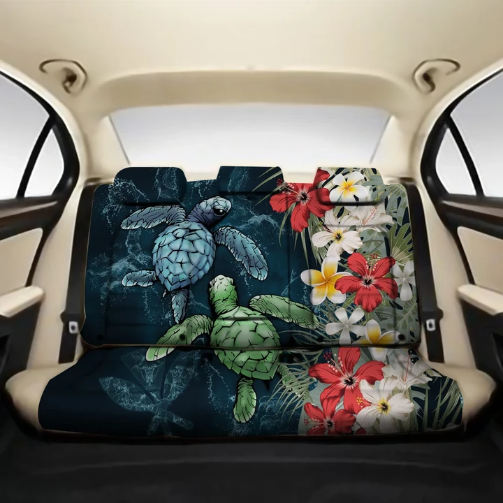 Kanaka Maoli (Hawaiian) Back Car Seat Covers - Sea Turtle Tropical Hibiscus And Plumeria A24