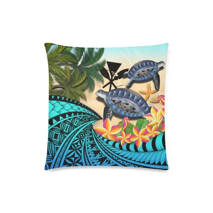 Kanaka Maoli (Hawaiian) Pillow Case - Polynesian Turtle Coconut Tree And Plumeria | Love The World