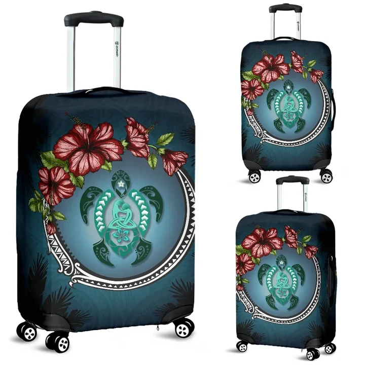 Kanaka Maoli (Hawaiian) Luggage Covers  -  Polynesian Ohana Turtle Hibiscus Mother Son A24