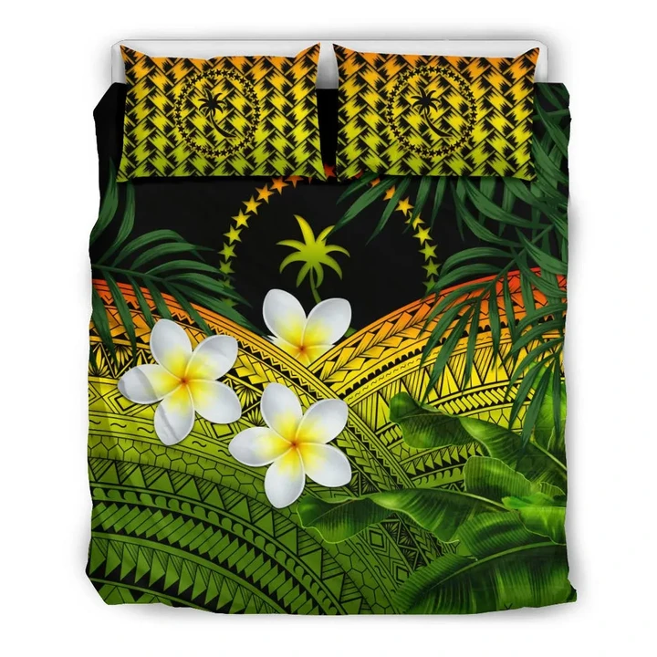 Chuuk Bedding Set, Polynesian Plumeria Banana Leaves Reggae A022 | Love The World