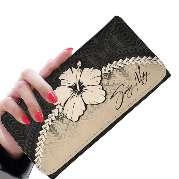 (Custom) Sandy Mefy Polynesian Womens Wallet Hibiscus Personal Signature A02