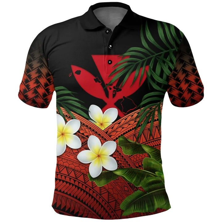 Kanaka Maoli (Hawaiian) Polo Shirt, Polynesian Plumeria Banana Leaves | Love The World