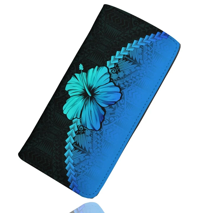 Polynesian Womens Wallet Hibiscus Blue | Love The World