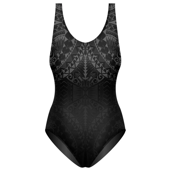 Polynesian One-Piece Swimsuit Gray A7