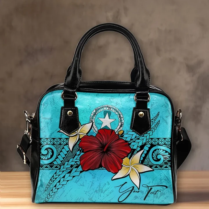 (Custom) Northern Mariana Islands Shoulder Handbag Turtle Hibiscus Personal Signature  | Special Custom Design