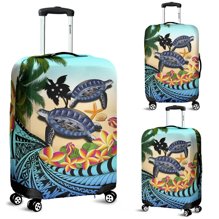 Papua New Guinea Luggage Covers - Polynesian Turtle Coconut Tree And Plumeria | Love The World