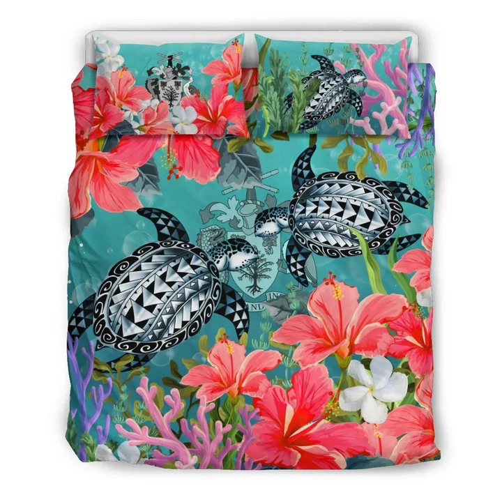 Barbados Bedding Set - Polynesian Turtle Hibiscus And Seaweed  | Love The World