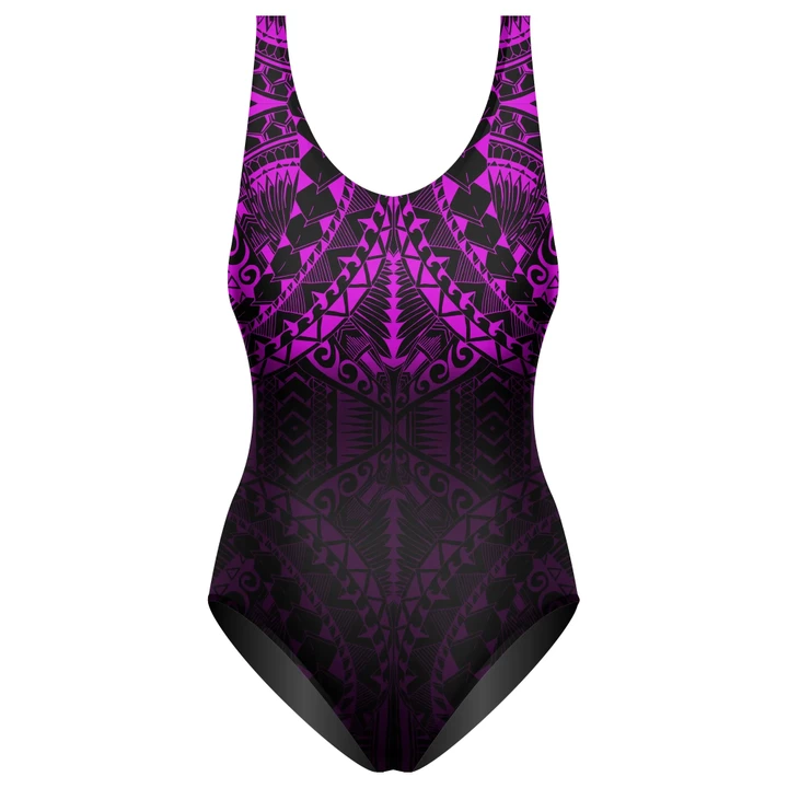 Polynesian One-Piece Swimsuit Pink A7