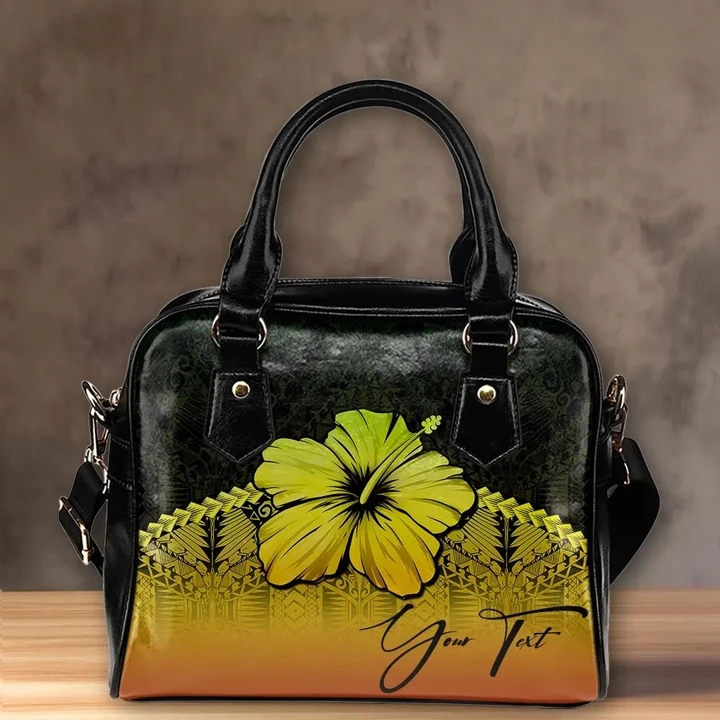 (Custom) Polynesian Shoulder Handbag Reggae Hibiscus Personal Signature A02