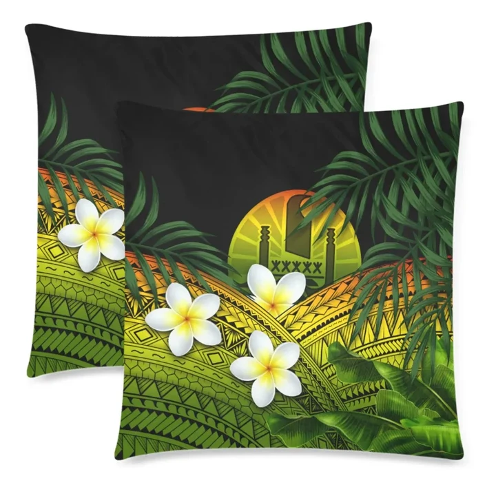 Tahiti Pillow Cases, Polynesian Plumeria Banana Leaves Reggae | Love The World