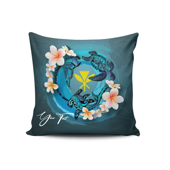 (Custom) Kanaka Maoli (Hawaiian) Pillow Cases - Blue Plumeria Animal Tattoo Personal Signature A24
