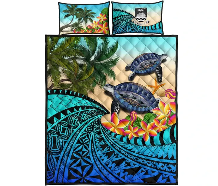 Kiribati Quilt Bed Set - Polynesian Turtle Coconut Tree And Plumeria | Love The World