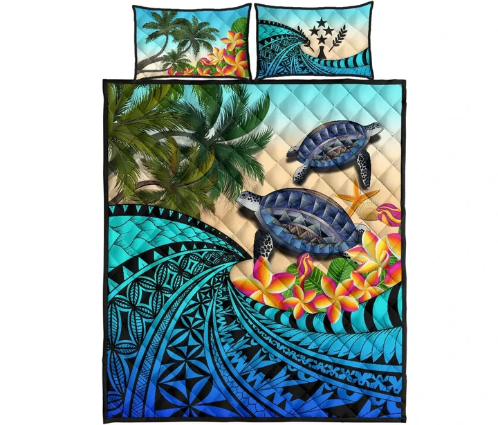 Kosrae Quilt Bed Set - Polynesian Turtle Coconut Tree And Plumeria | Love The World