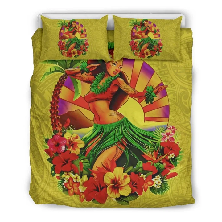 Kanaka Maoli (Hawaiian) Bedding Set - Hula Girl Tropical Flower | Love The World