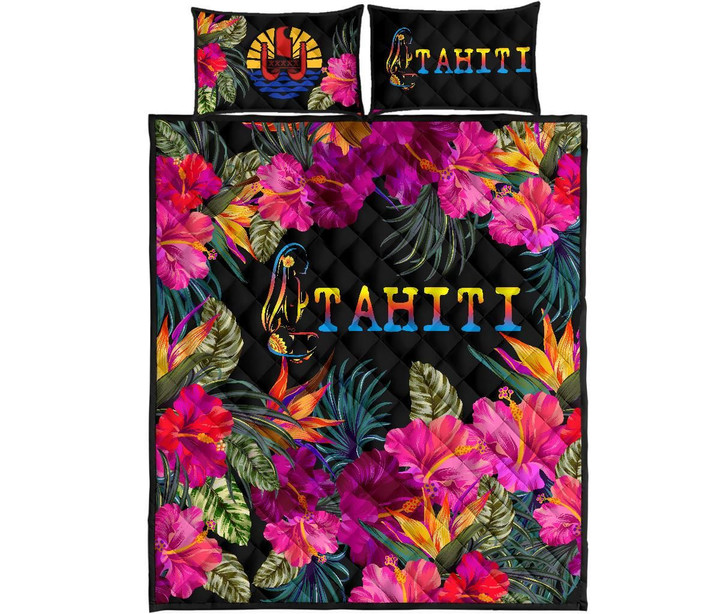 Tahiti Quilt Bed Set - Tropical Flower Hinano Hibiscus | Love The World