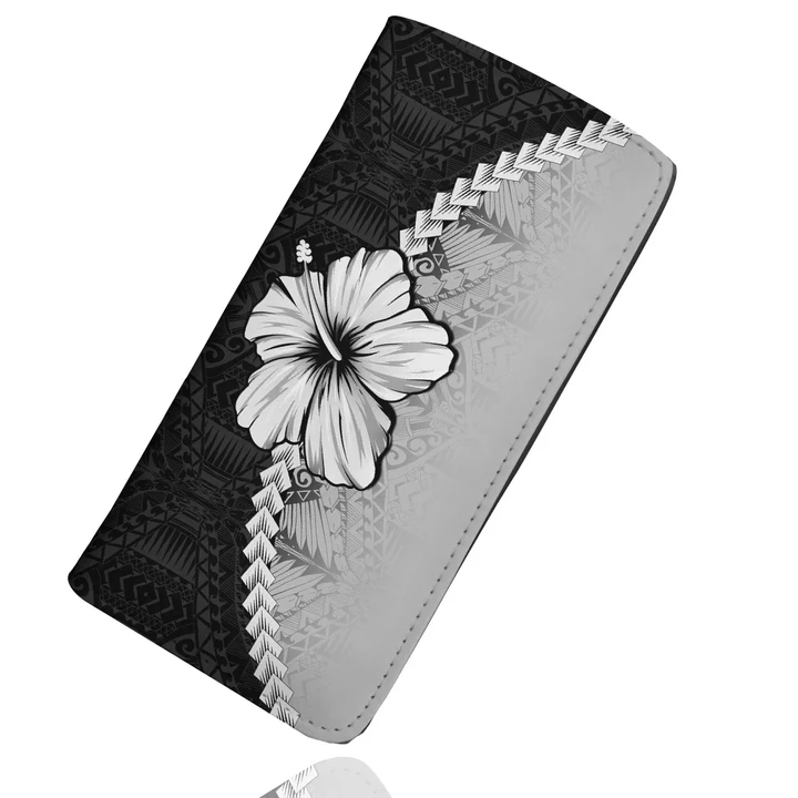 Polynesian Womens Wallet Hibiscus Gray | Love The World