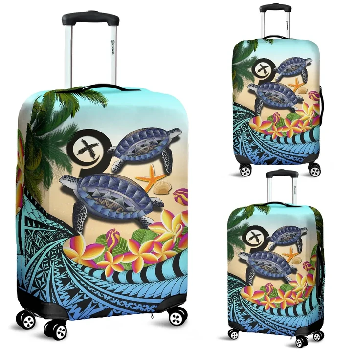 Vanuatu Luggage Covers - Polynesian Turtle Coconut Tree And Plumeria | Love The World