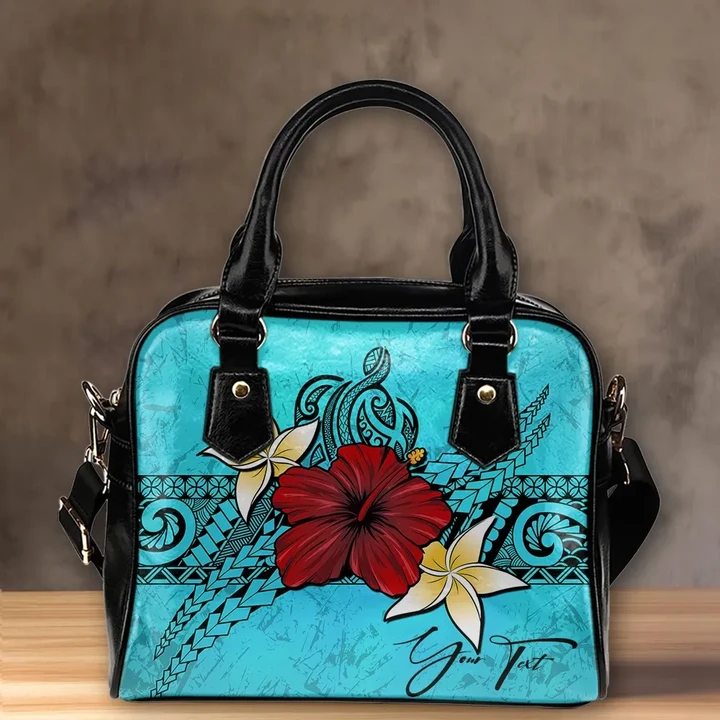 (Custom) Polynesian Shoulder Handbag Turtle Hibiscus Personal Signature | Special Custom Design