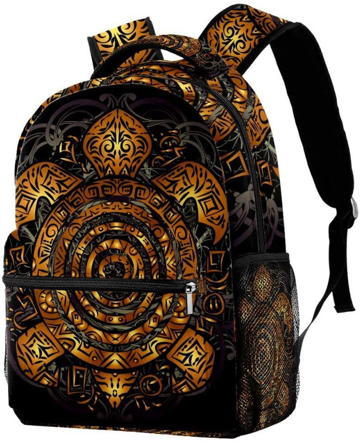 Polynesian Golden Tribal Sea Turtle Backpack Students Shoulder Bags Travel Bag College School Backpacks A7