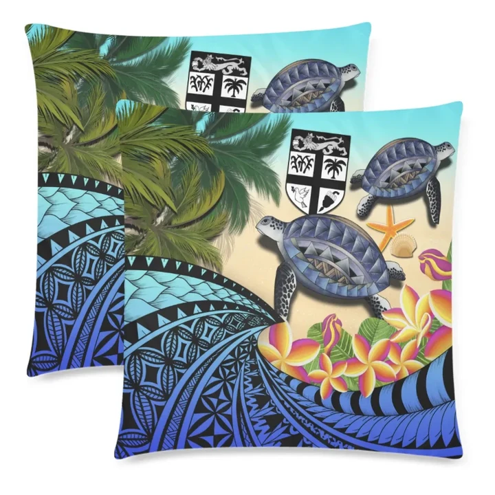 Fiji Pillow Cases - Polynesian Turtle Coconut Tree And Plumeria | Love The World