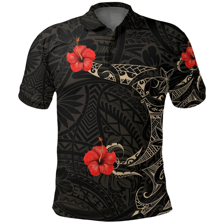 Polynesian Hibiscus Polo Shirt Tattoo Style A7