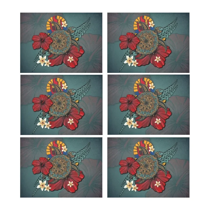 Tahiti Placemat - Blue Turtle Tribal A02