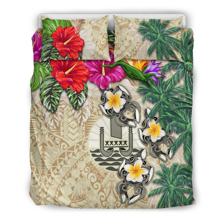 Tahiti Bedding Set - Hibiscus Turtle Tattoo Beige | Home Set