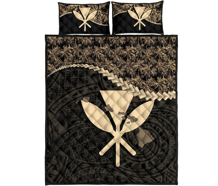 Kanaka Maoli Quilt Bed Set Golden Coconut A02