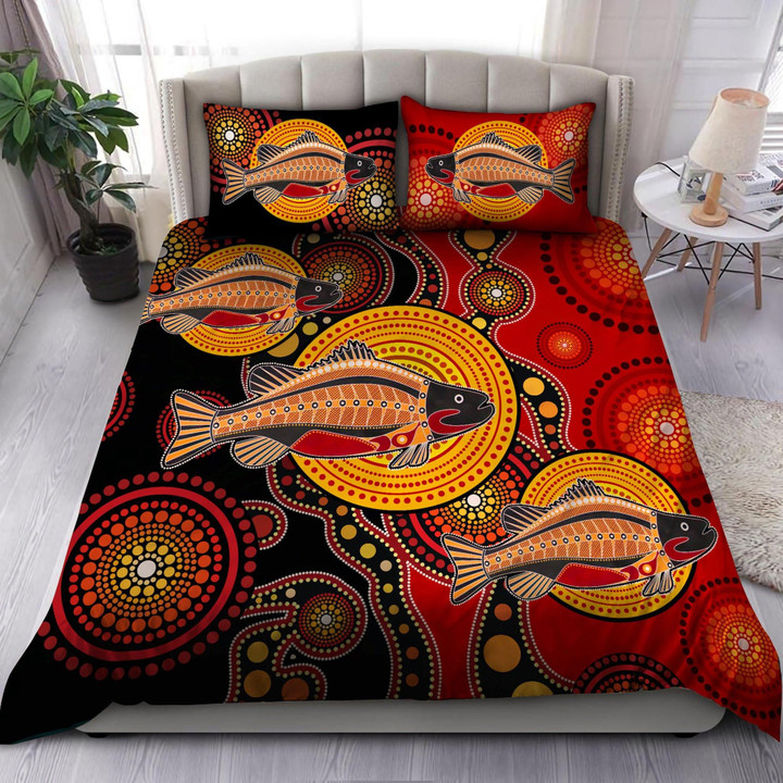 Aboriginal Bedding Set, Australia Indigenous Fish Painting Art Bedding Set A02