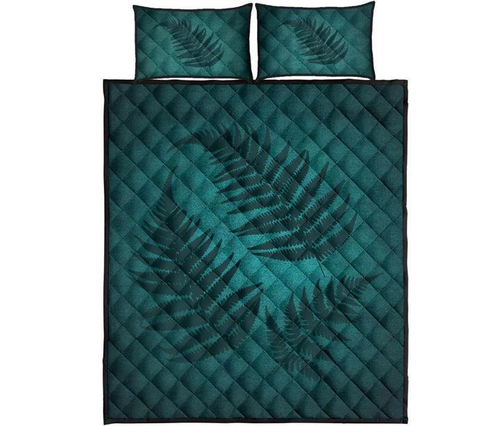Green Blue New Zealand Fern Quilt Bed Set | Special Custom Design