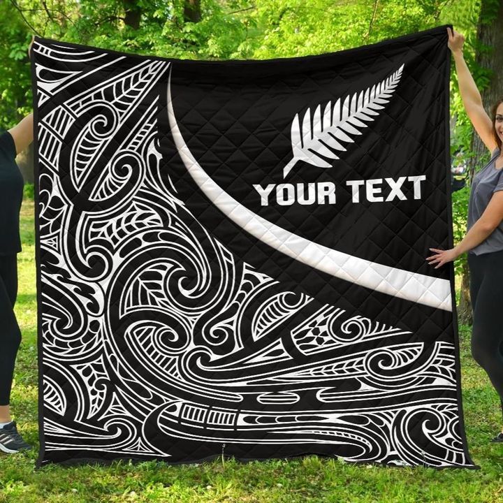 New Zealand Rugby Custom Personalised Premium Quilt - Silver Fern and Maori Patterns