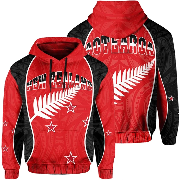 New Zealand Hoodie - Red - Gel Style - Happy Waitangi Day - J6