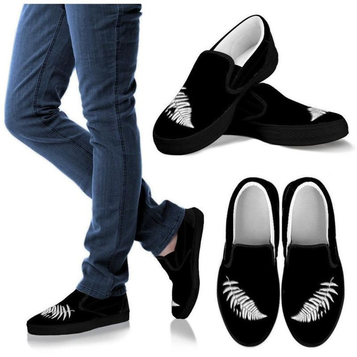 New Zealand-Silver Fern Mens Slip Ons D7 Mens Slip Ons - Black Shoes / Us8 (Eu40)