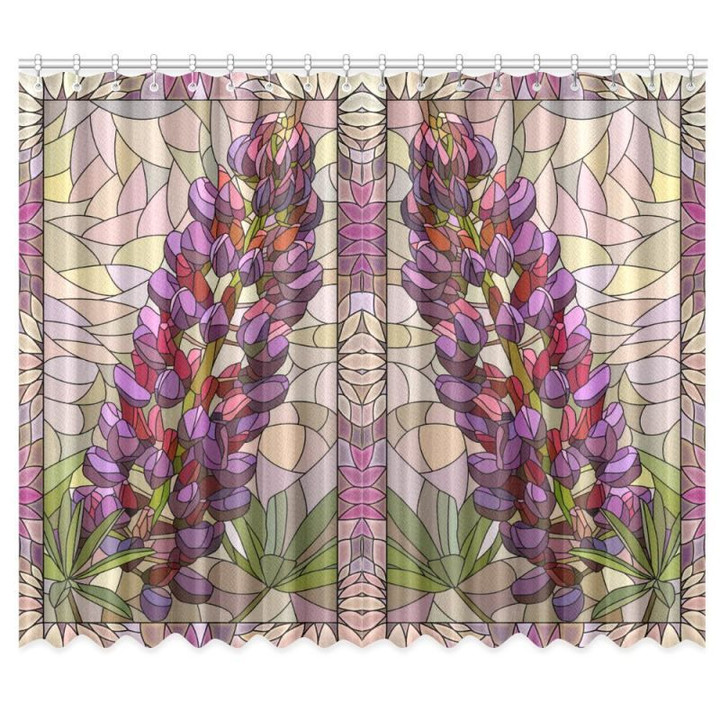 Lupins Of New Zealand Window Curtain C1 One Size / Lupine Window1 Window Curtain 50X84(Two Piece)
