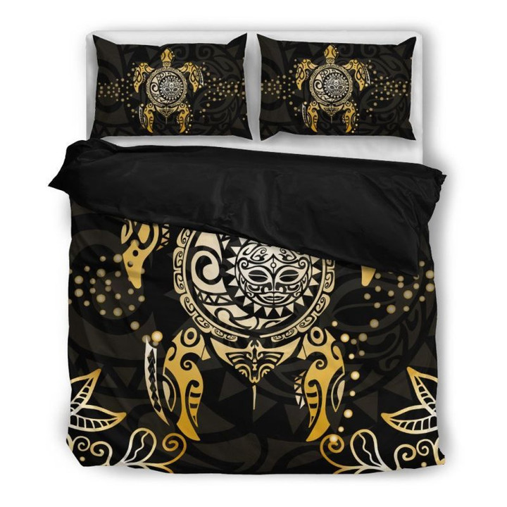 Turtle Maori Bedding Set H4 Bedding Set - Black / Twin Sets