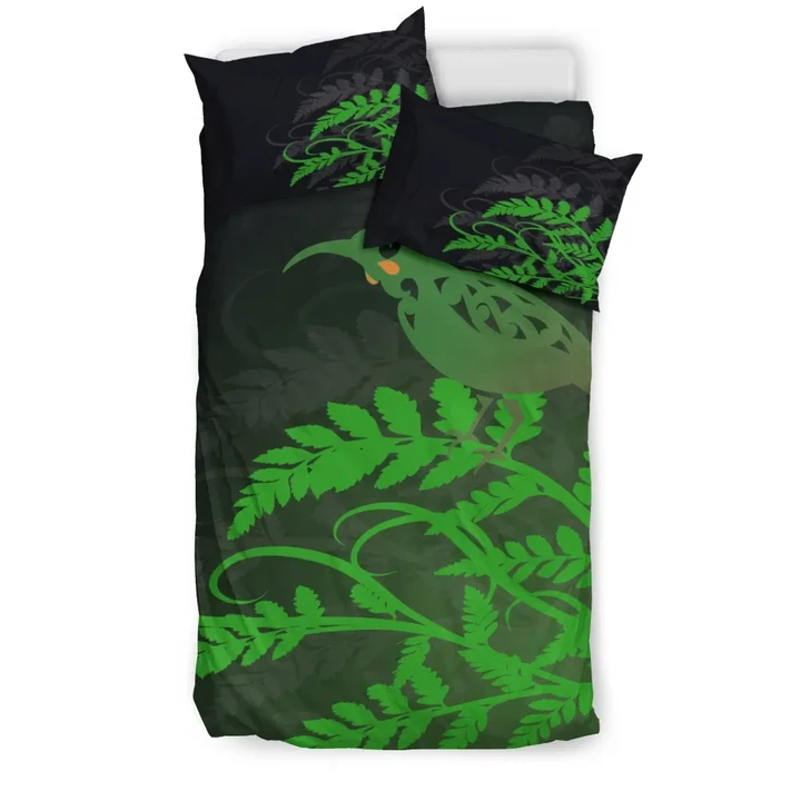 New Zealand Huia Bird Lands On The Fern Branches Bedding Set TH7