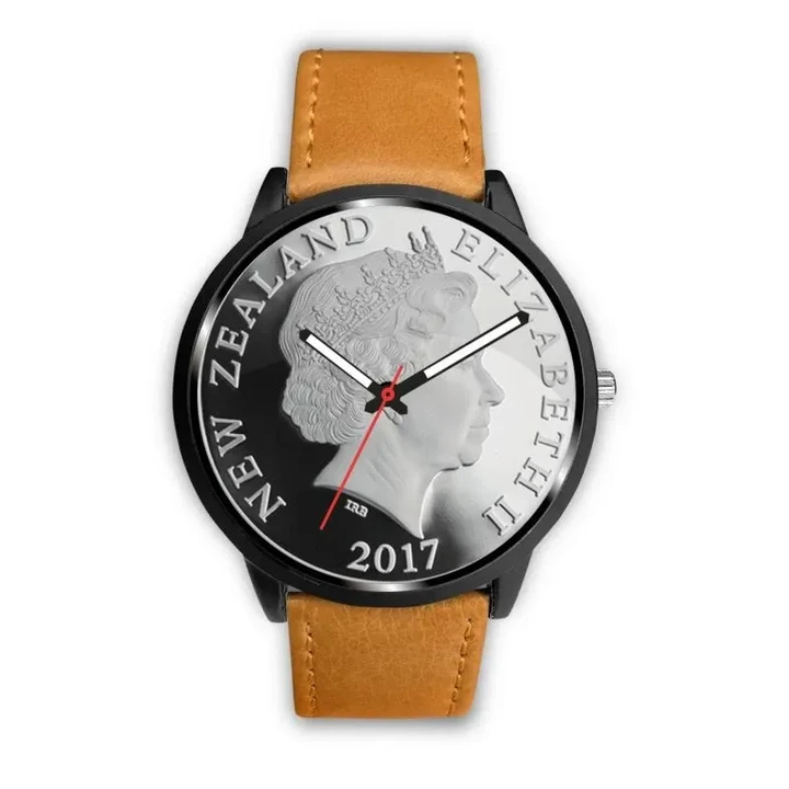 New Zealand Coin Leather-Steel Watch 09 K5 |Men and Women| 1sttheworld