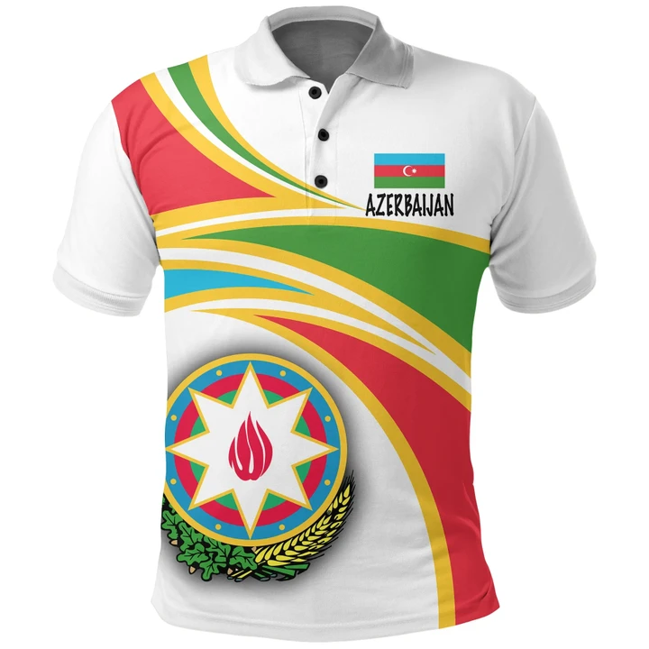 Azerbaijan (White) N Flag Polo Shirt A15