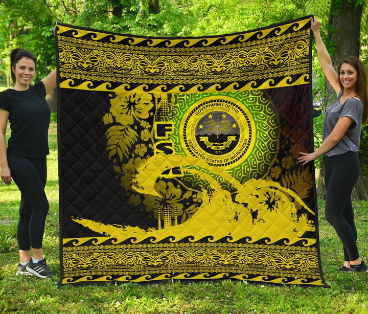 Federated States Of Micronesia Quilt Wave Yellow Design K7