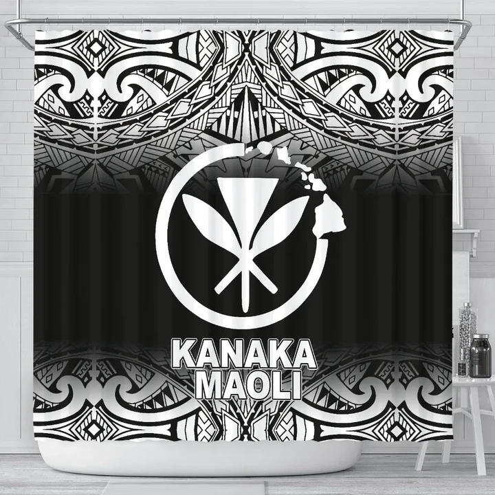 Kanaka Maoli Shower Curtain - Black Fog Style