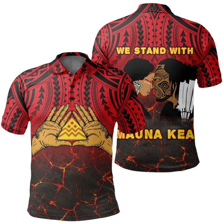 Hawaii Protect Mauna Kea Polo Shirt - We Stand With Mauna Kea - AH - J6