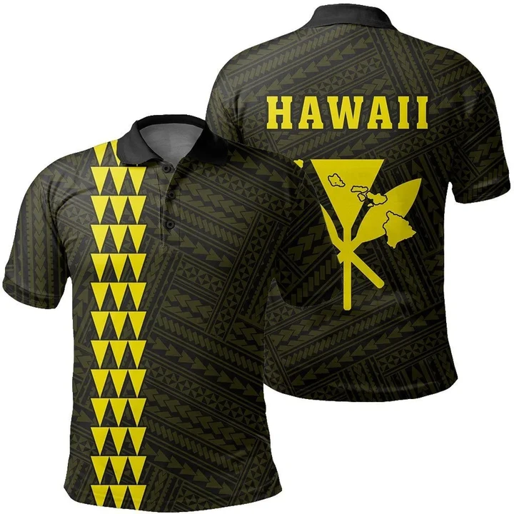 Hawaii Kanaka Map Polo Shirt - Yellow - AH - J6