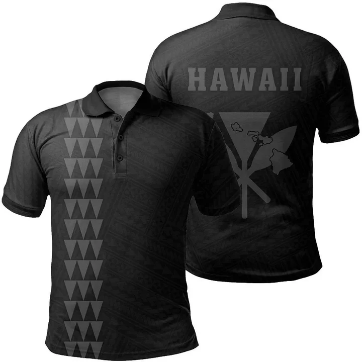 Hawaii Kanaka Map Polo Shirt - Grey - AH - J6