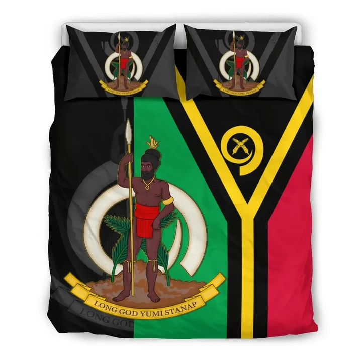 Vanuatu Flag Coat Of Arm Bedding Set - J4