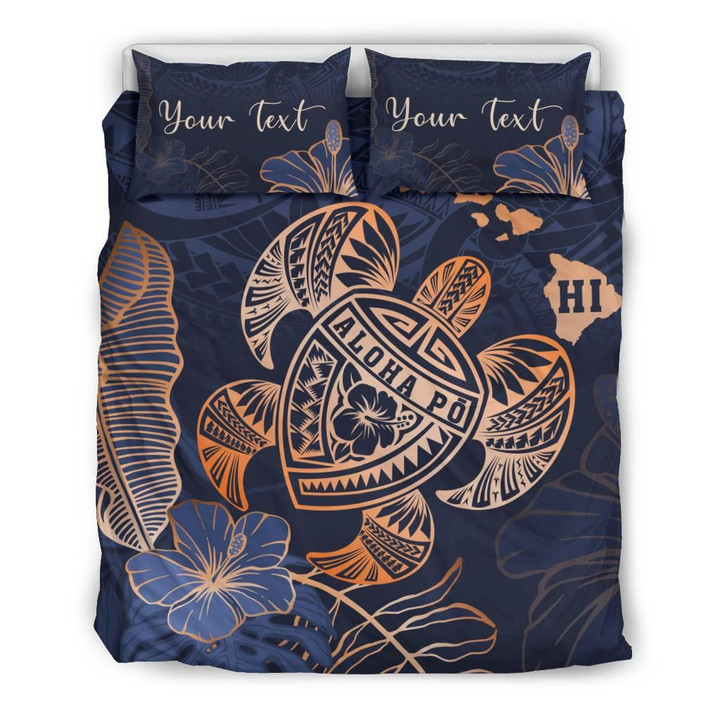 Personalized - Hawaii Polynesian Aloha Po Turtle Hibiscus Tropical Bedding Set - Special Edition - AH - J6